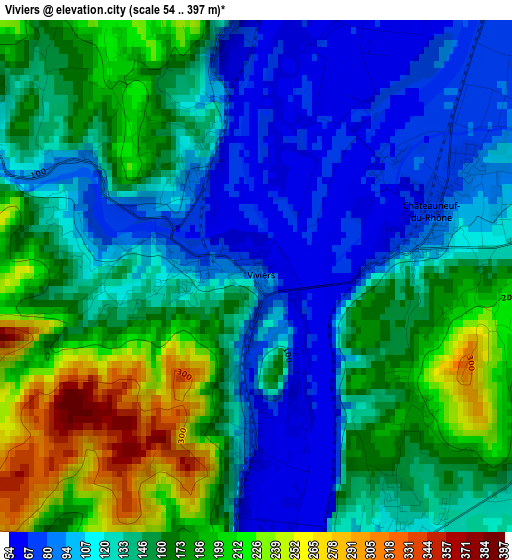 Viviers elevation map