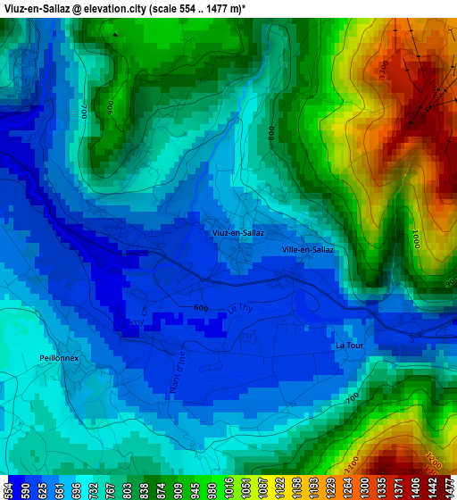 Viuz-en-Sallaz elevation map