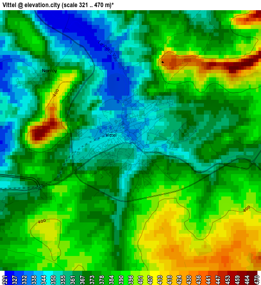 Vittel elevation map