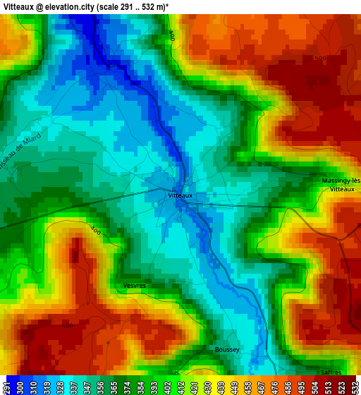 Vitteaux elevation map