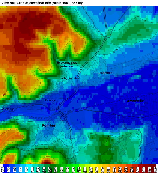 Vitry-sur-Orne elevation map