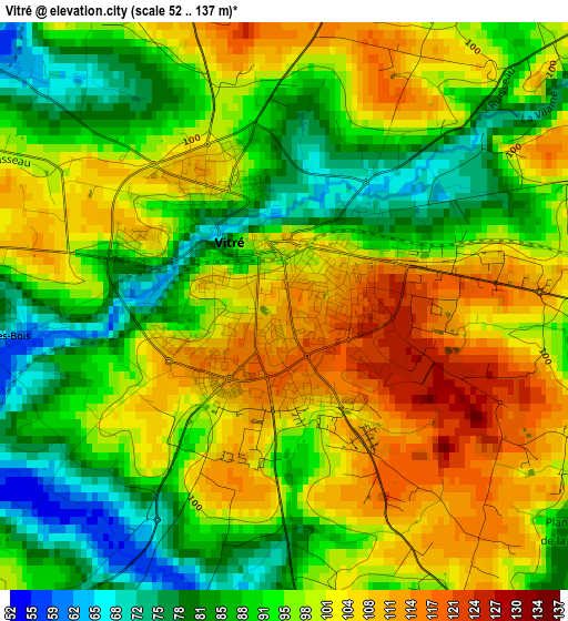 Vitré elevation map