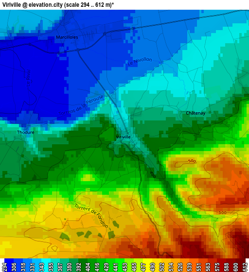 Viriville elevation map