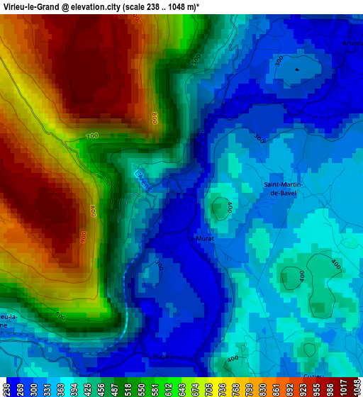 Virieu-le-Grand elevation map