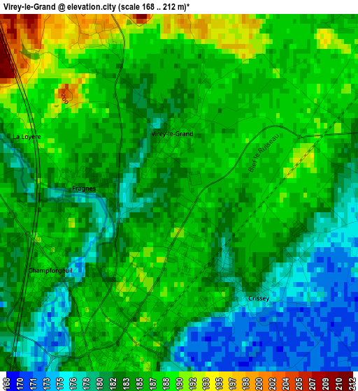 Virey-le-Grand elevation map