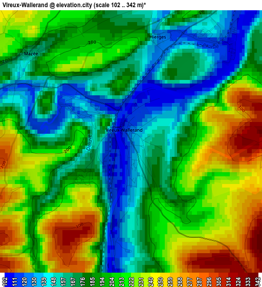 Vireux-Wallerand elevation map