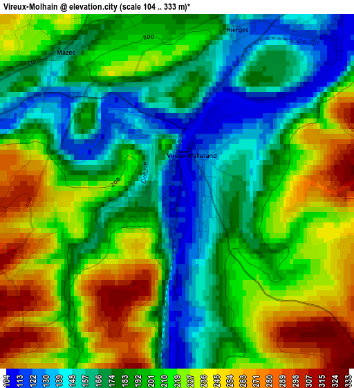 Vireux-Molhain elevation map