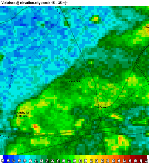 Violaines elevation map