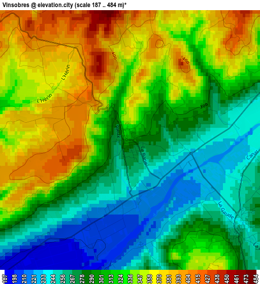 Vinsobres elevation map