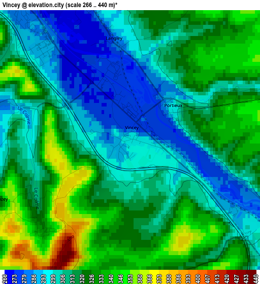 Vincey elevation map