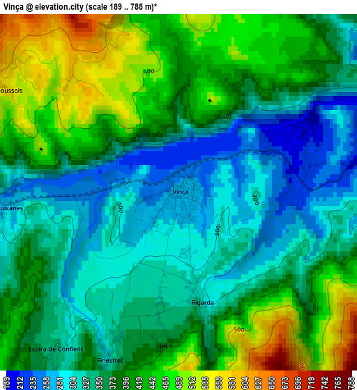 Vinça elevation map