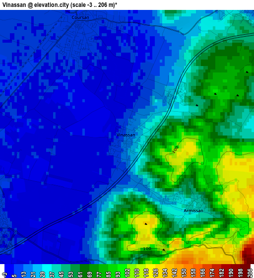 Vinassan elevation map