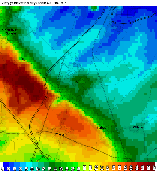 Vimy elevation map