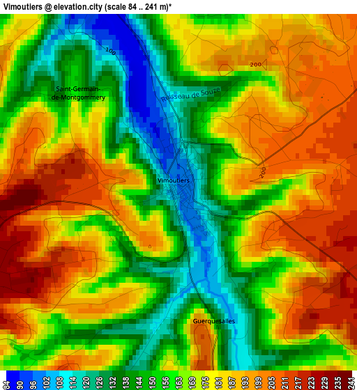 Vimoutiers elevation map