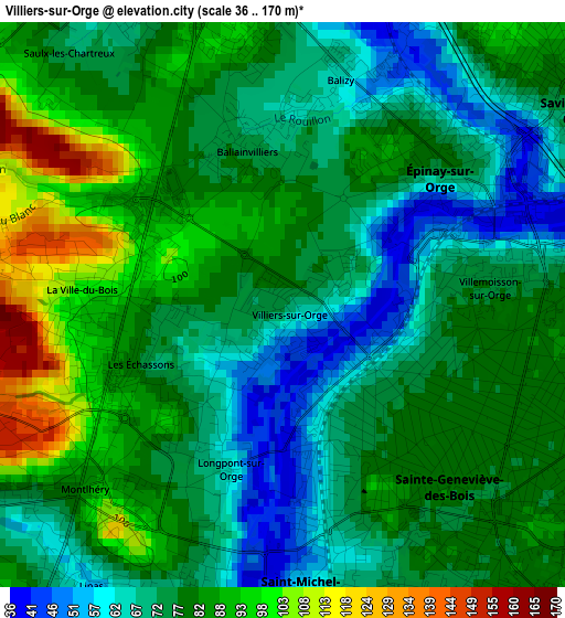 Villiers-sur-Orge elevation map