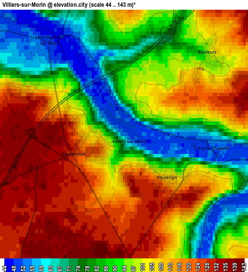 Villiers-sur-Morin elevation map