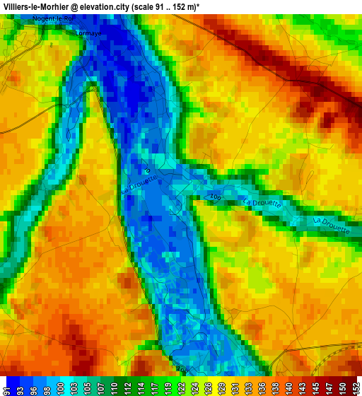 Villiers-le-Morhier elevation map