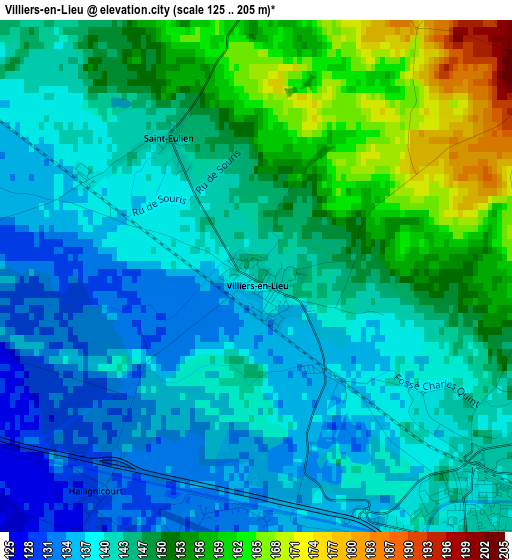 Villiers-en-Lieu elevation map