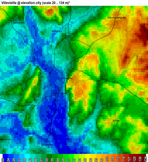 Villevieille elevation map