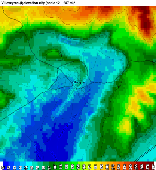 Villeveyrac elevation map