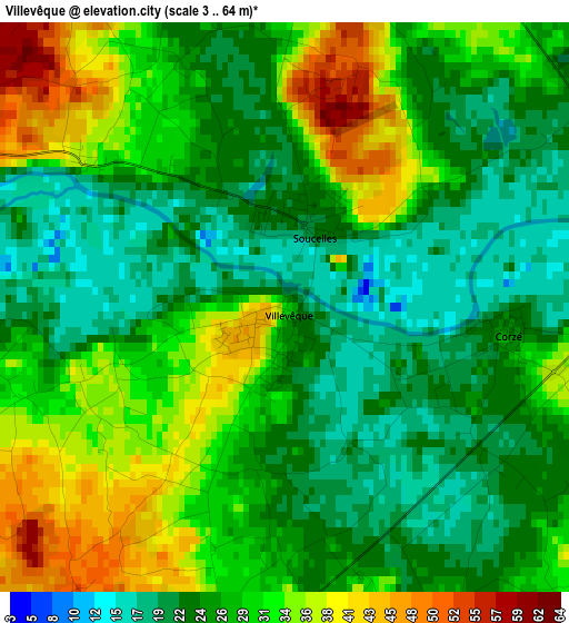 Villevêque elevation map