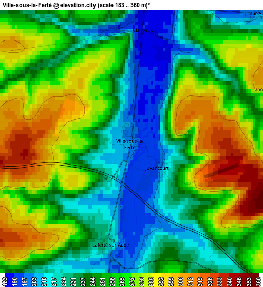 Ville-sous-la-Ferté elevation map
