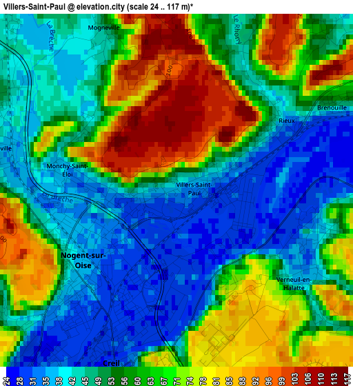 Villers-Saint-Paul elevation map