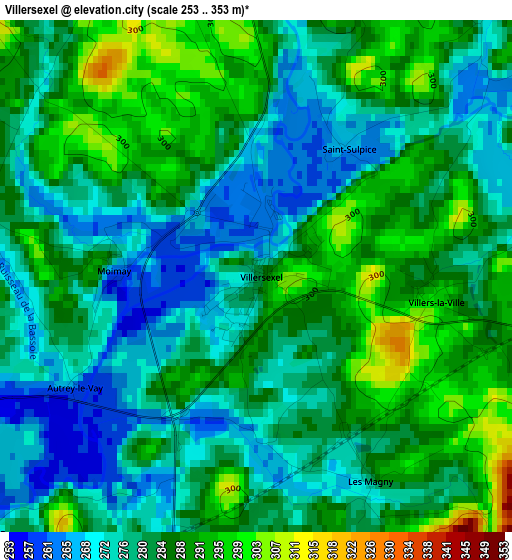 Villersexel elevation map