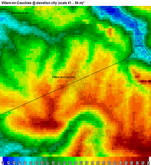 Villers-en-Cauchies elevation map