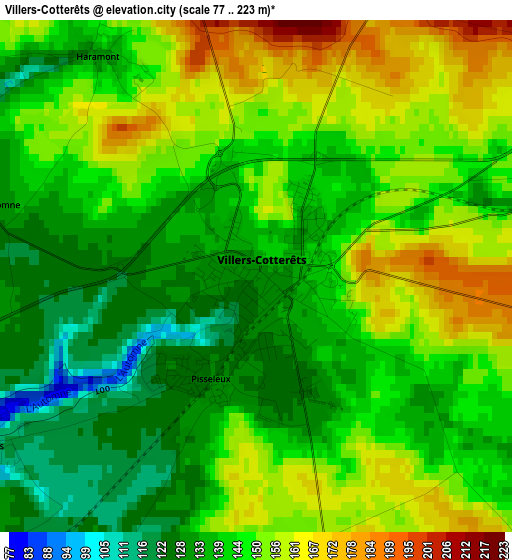Villers-Cotterêts elevation map