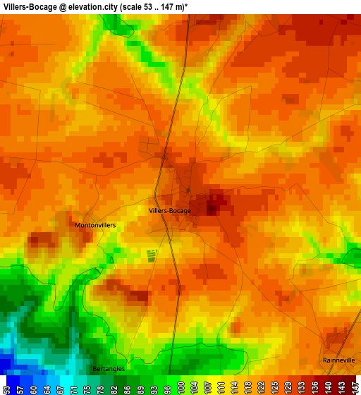 Villers-Bocage elevation map