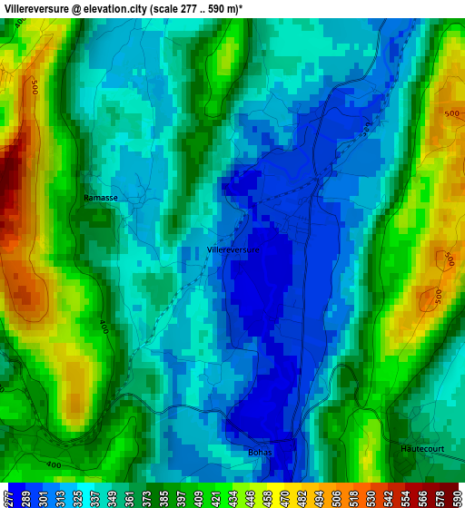 Villereversure elevation map