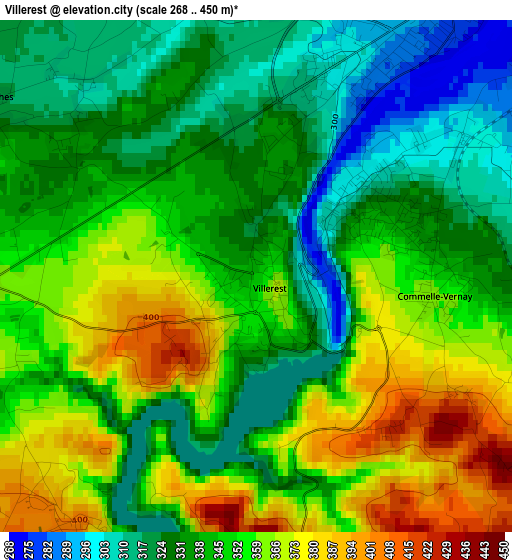 Villerest elevation map