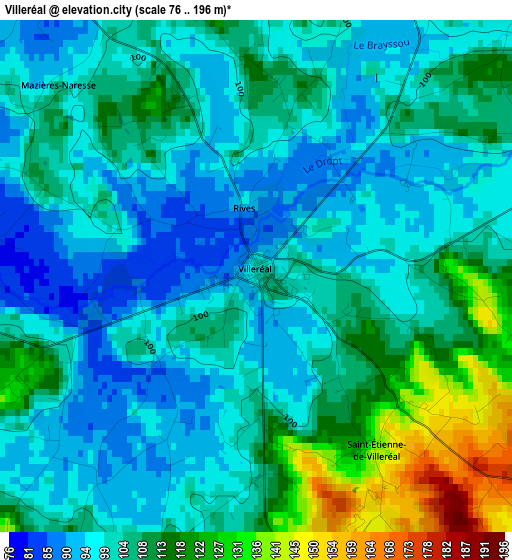 Villeréal elevation map