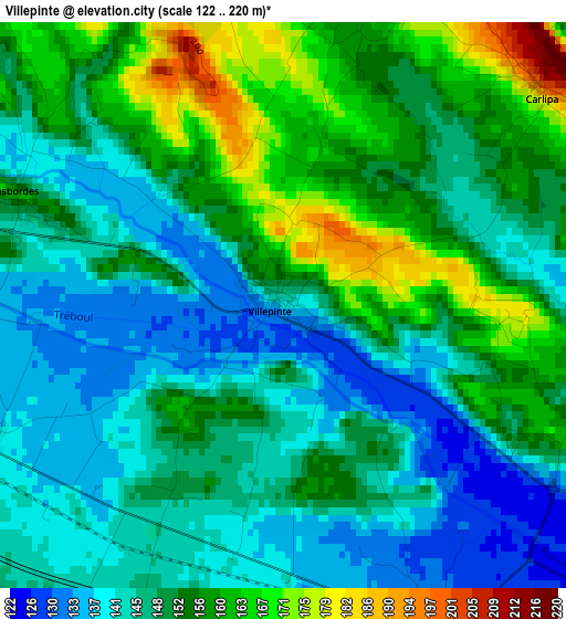 Villepinte elevation map