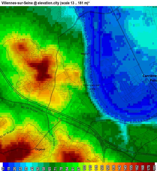 Villennes-sur-Seine elevation map