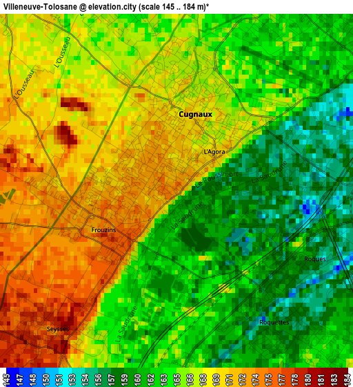 Villeneuve-Tolosane elevation map