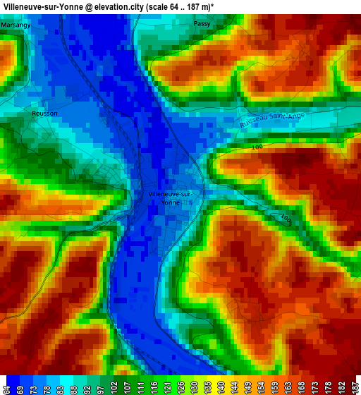 Villeneuve-sur-Yonne elevation map