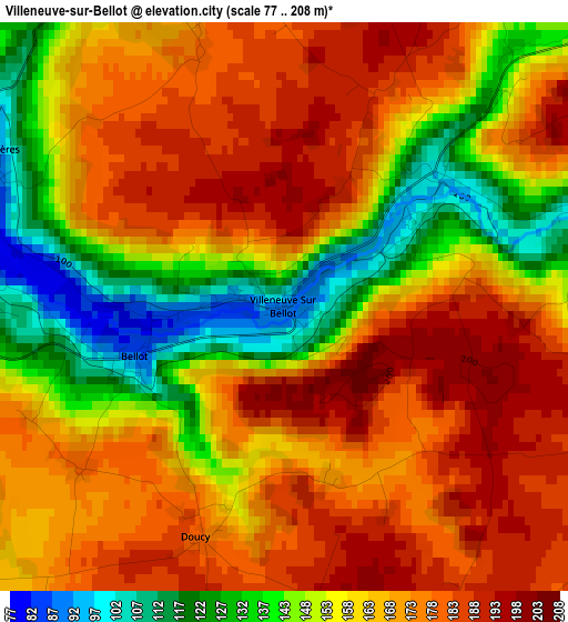 Villeneuve-sur-Bellot elevation map