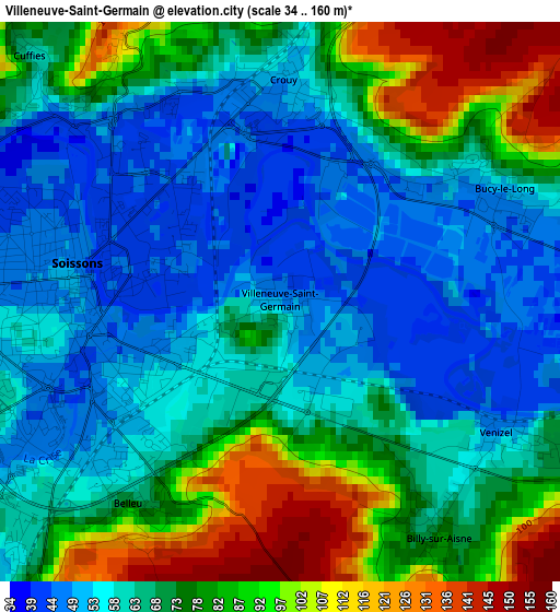 Villeneuve-Saint-Germain elevation map