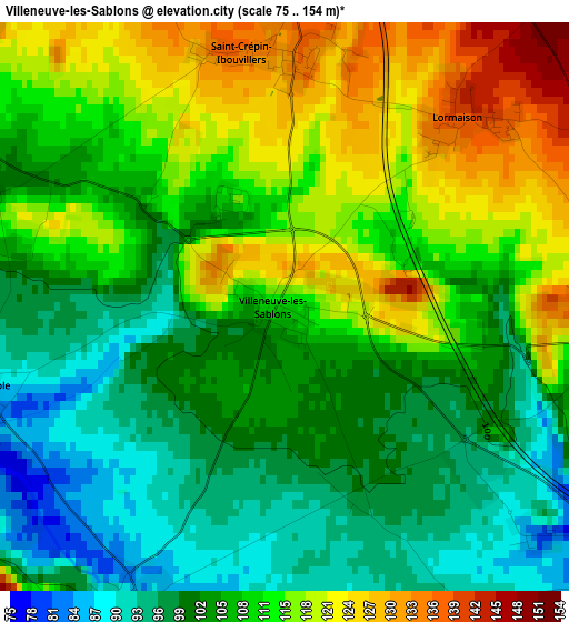 Villeneuve-les-Sablons elevation map