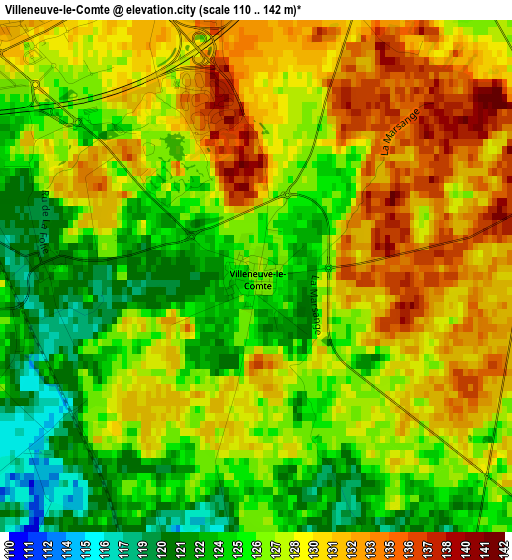 Villeneuve-le-Comte elevation map