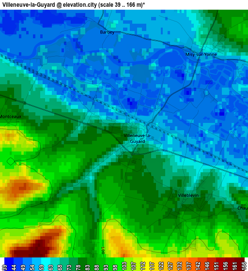 Villeneuve-la-Guyard elevation map