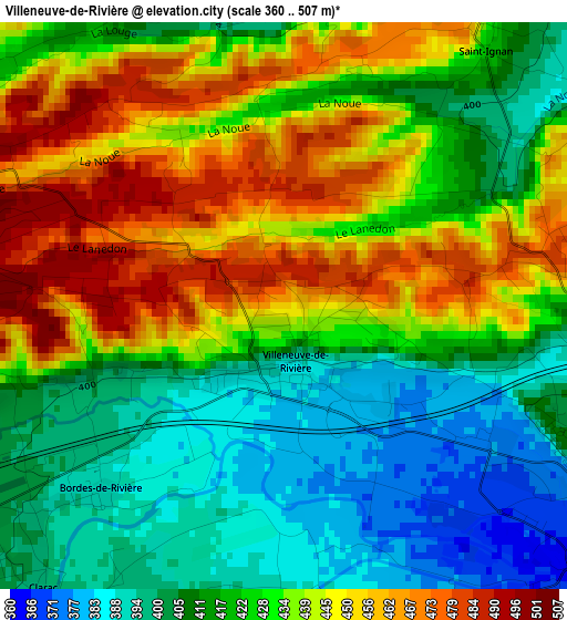 Villeneuve-de-Rivière elevation map