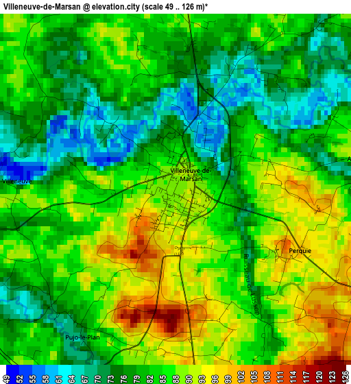 Villeneuve-de-Marsan elevation map