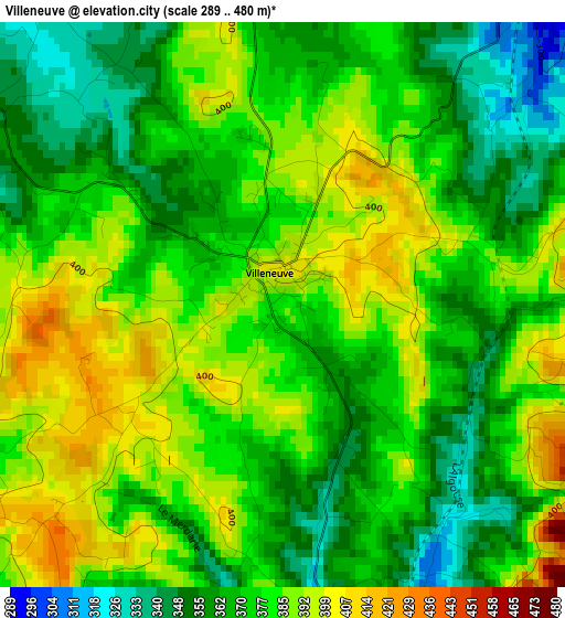 Villeneuve elevation map