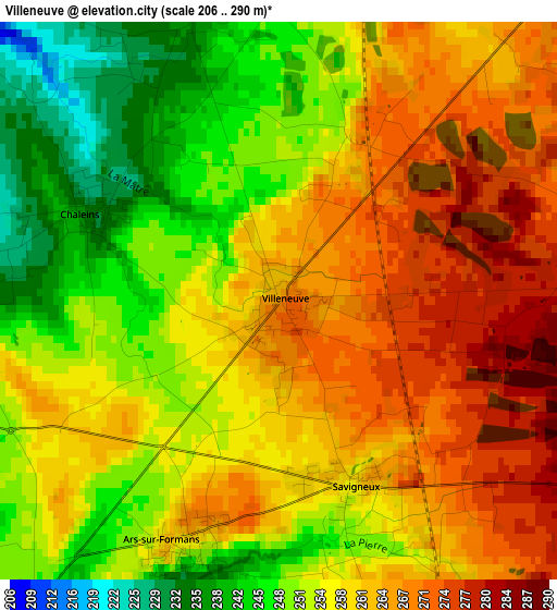 Villeneuve elevation map