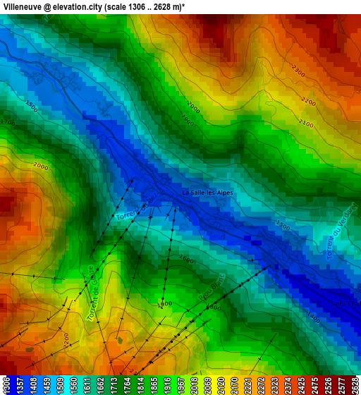 Villeneuve elevation map