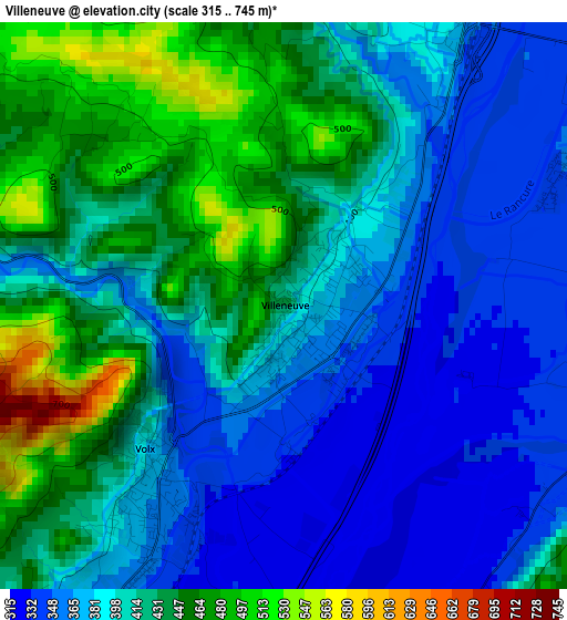 Villeneuve elevation map
