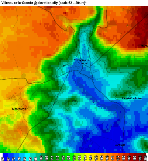 Villenauxe-la-Grande elevation map